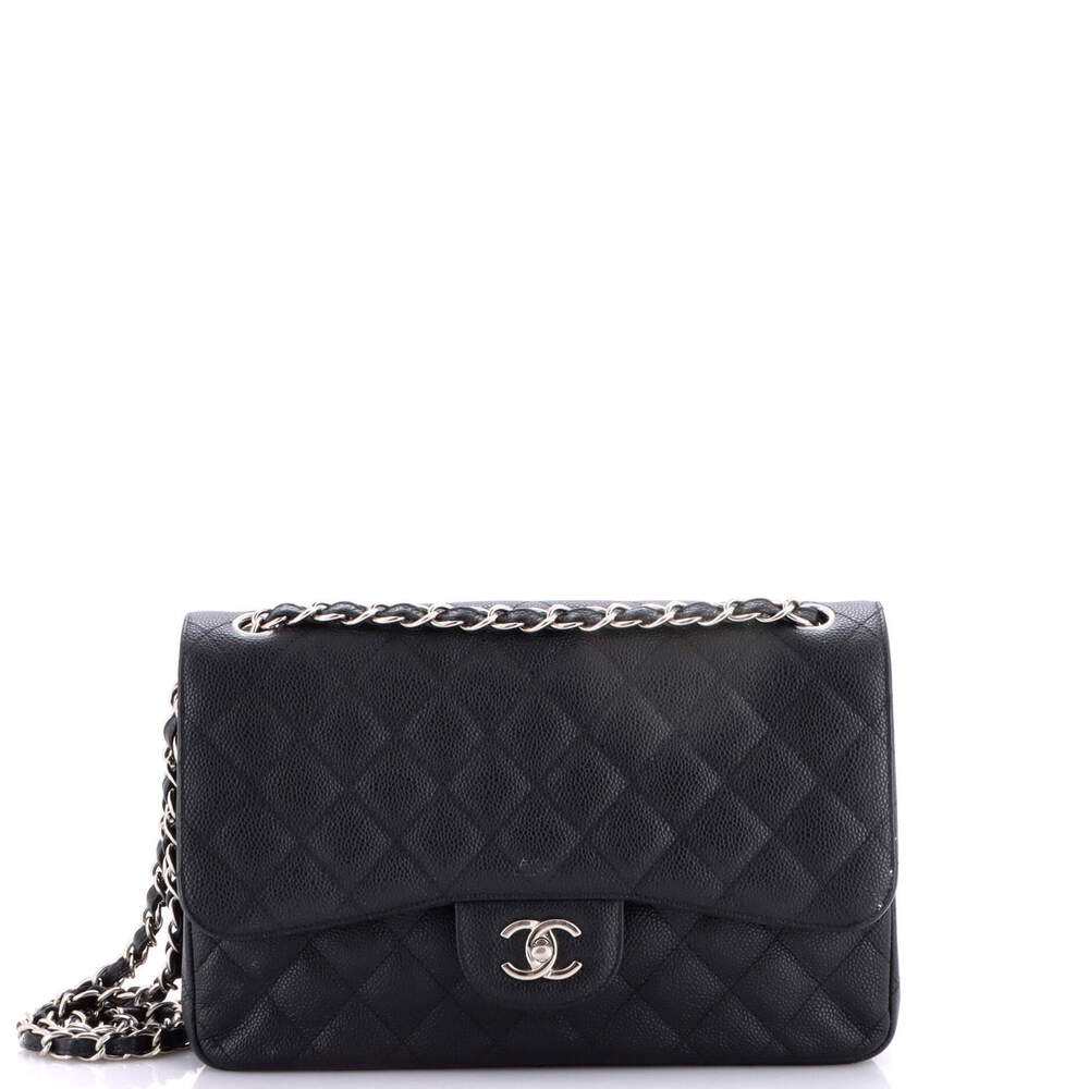 Chanel Jumbo Classic Double Flap Bag Quilted Caviar